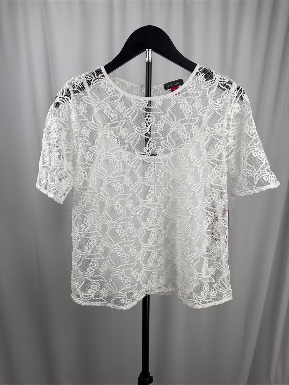 Vince Camuto White Floral Lace Top – XS NWT